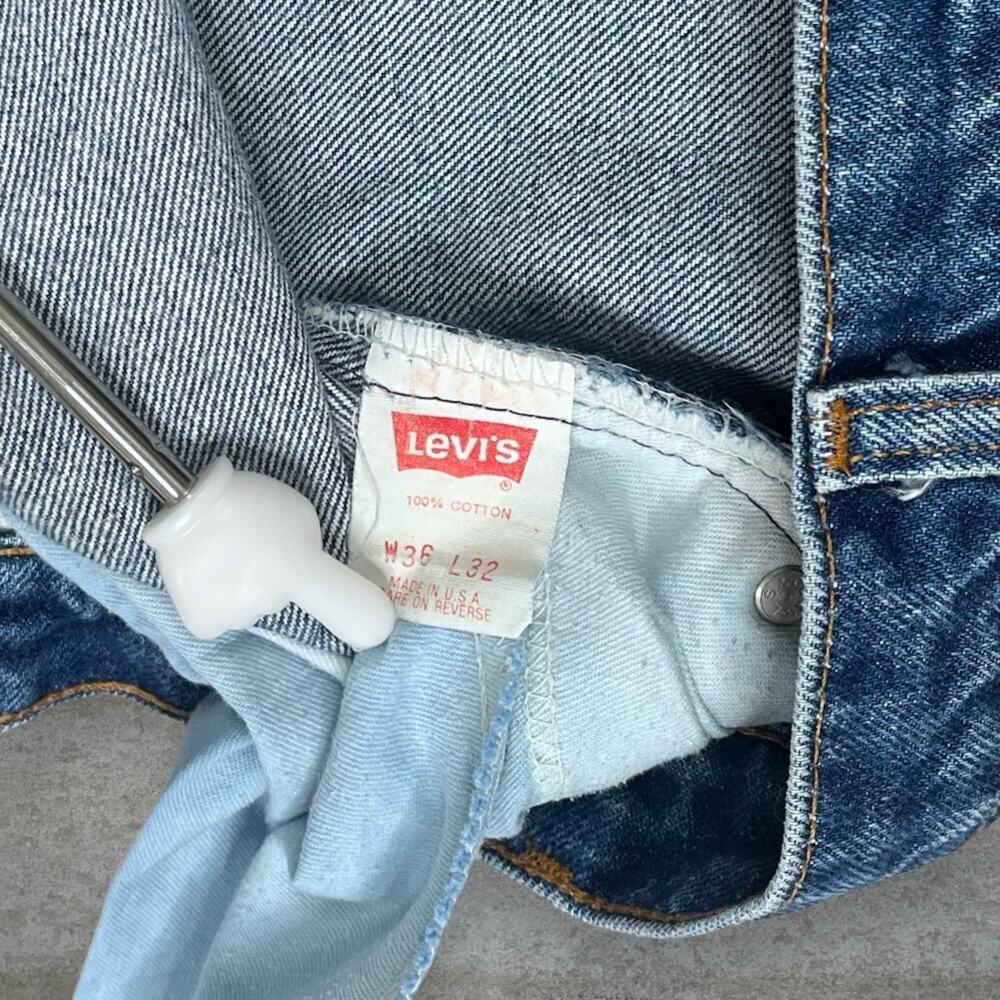 Vintage 80s Orange Tab Levis 505 Jeans 36x32 Regular Straight Leg Medium Wash - Picture 5 of 6